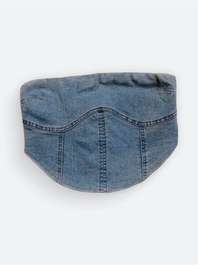 Ramona Strapless Tie Lace Back Denim Corset Top